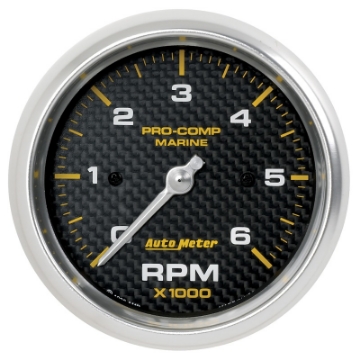 Picture of Autometer Marine Carbon Fiber Ultra-Lite Gauge 3-3-8in Tachometer 6K RPM