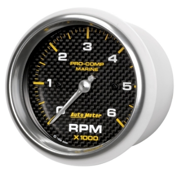 Picture of Autometer Marine Carbon Fiber Ultra-Lite Gauge 3-3-8in Tachometer 6K RPM