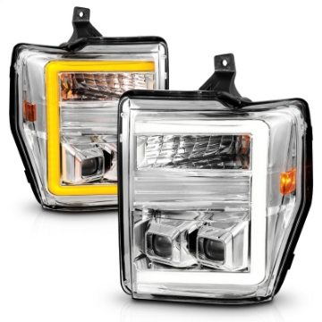 Picture of ANZO 08-10 Ford F-250 - F-550 Super Duty Projector Headlights w- Light Bar Switchback Chrome Housing