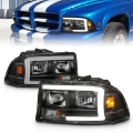 Picture of ANZO 97-04 Dodge Dakota-Durango Crystal headlight Set w- Light Bar Black Housing