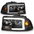 Picture of ANZO 97-04 Dodge Dakota-Durango Crystal headlight Set w- Light Bar Black Housing