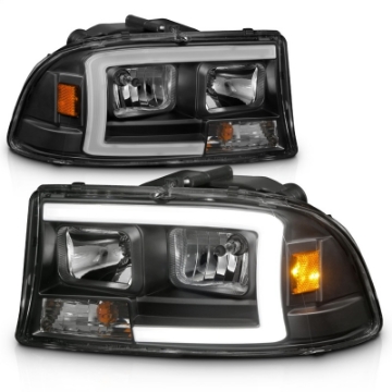 Picture of ANZO 97-04 Dodge Dakota-Durango Crystal headlight Set w- Light Bar Black Housing