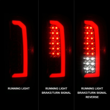 Picture of ANZO 15-21 GMC Canyon Full LED Tail Lights w- Red Lightbar Black Housing Smoke Lens