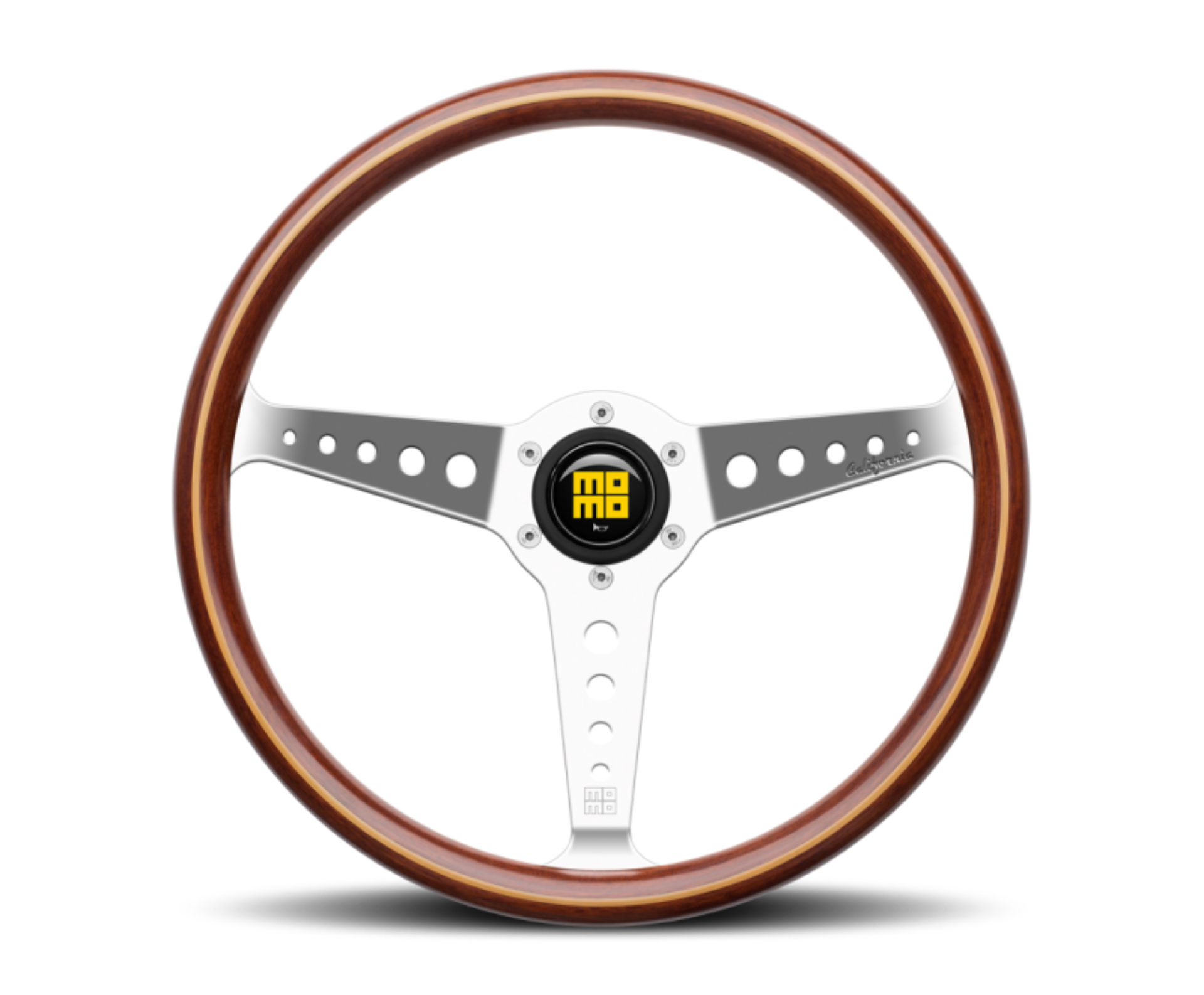 Picture of Momo California Wood Steering Wheel 360 mm - Mahogany Wood-Polished Spokes