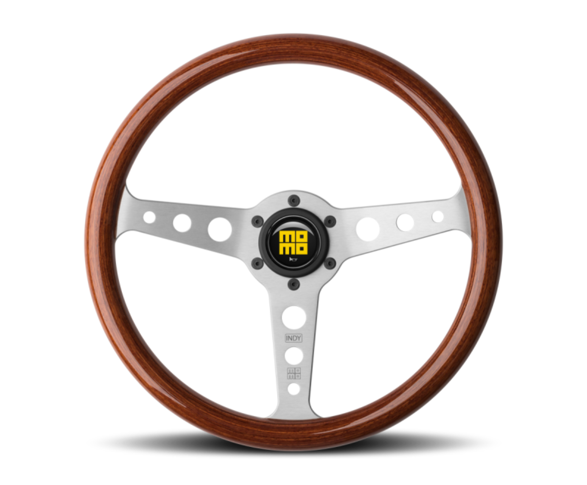 Picture of Momo Indy Steering Wheel 350 mm - Mahogany Wood-Brushed Spokes
