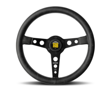 Picture of Momo Prototipo Heritage Steering Wheel 350 mm - Black Leather-White Stitch-Black Spokes
