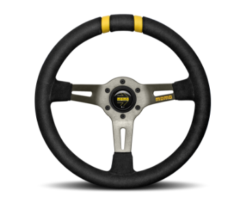 Picture of Momo MODDRIFT Steering Wheel 330 mm - Black Suede-Anthracite Spokes-2 Stripes