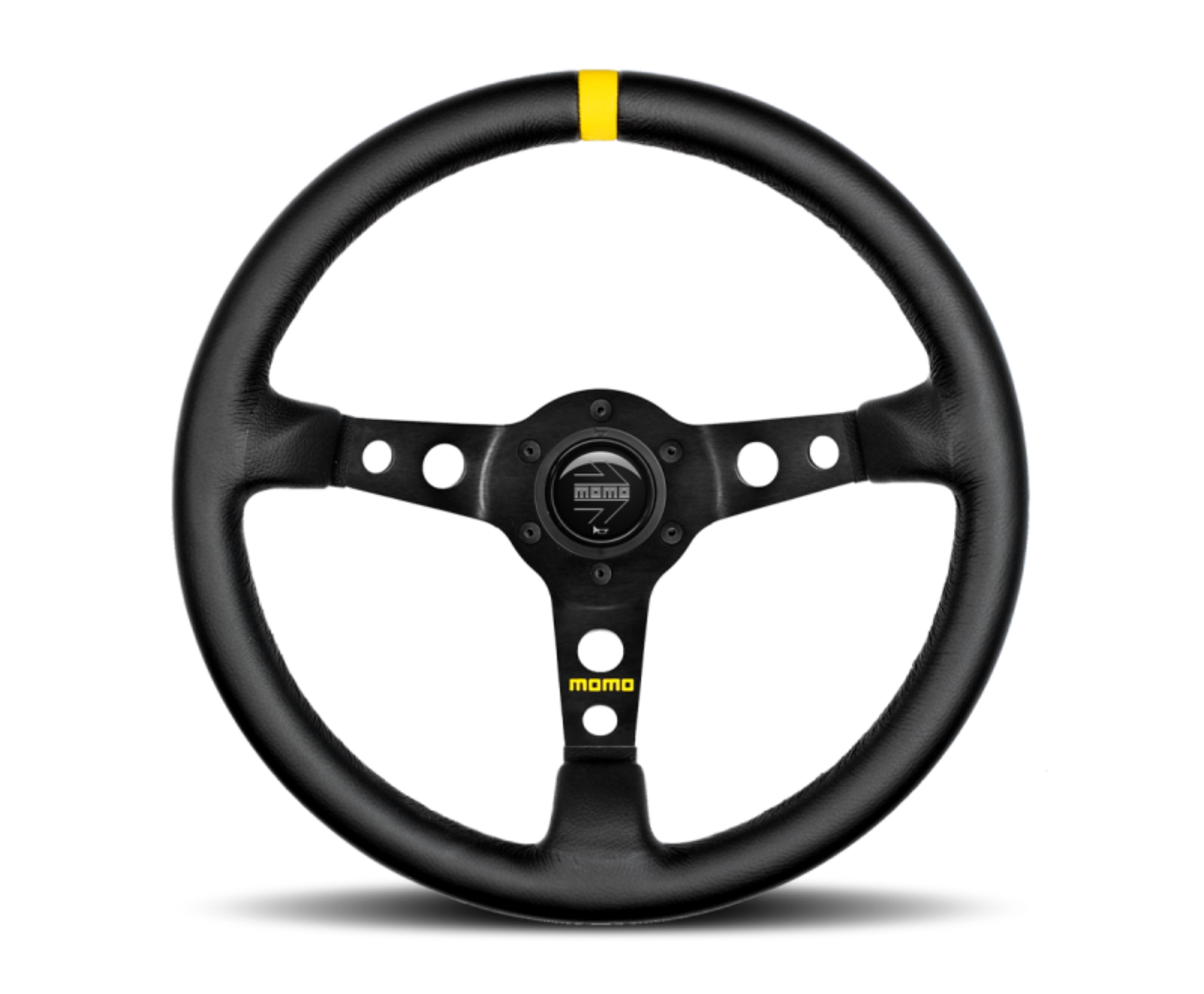 Picture of Momo MOD07 Steering Wheel 350 mm - Black Leather-Black Spokes-1 Stripe