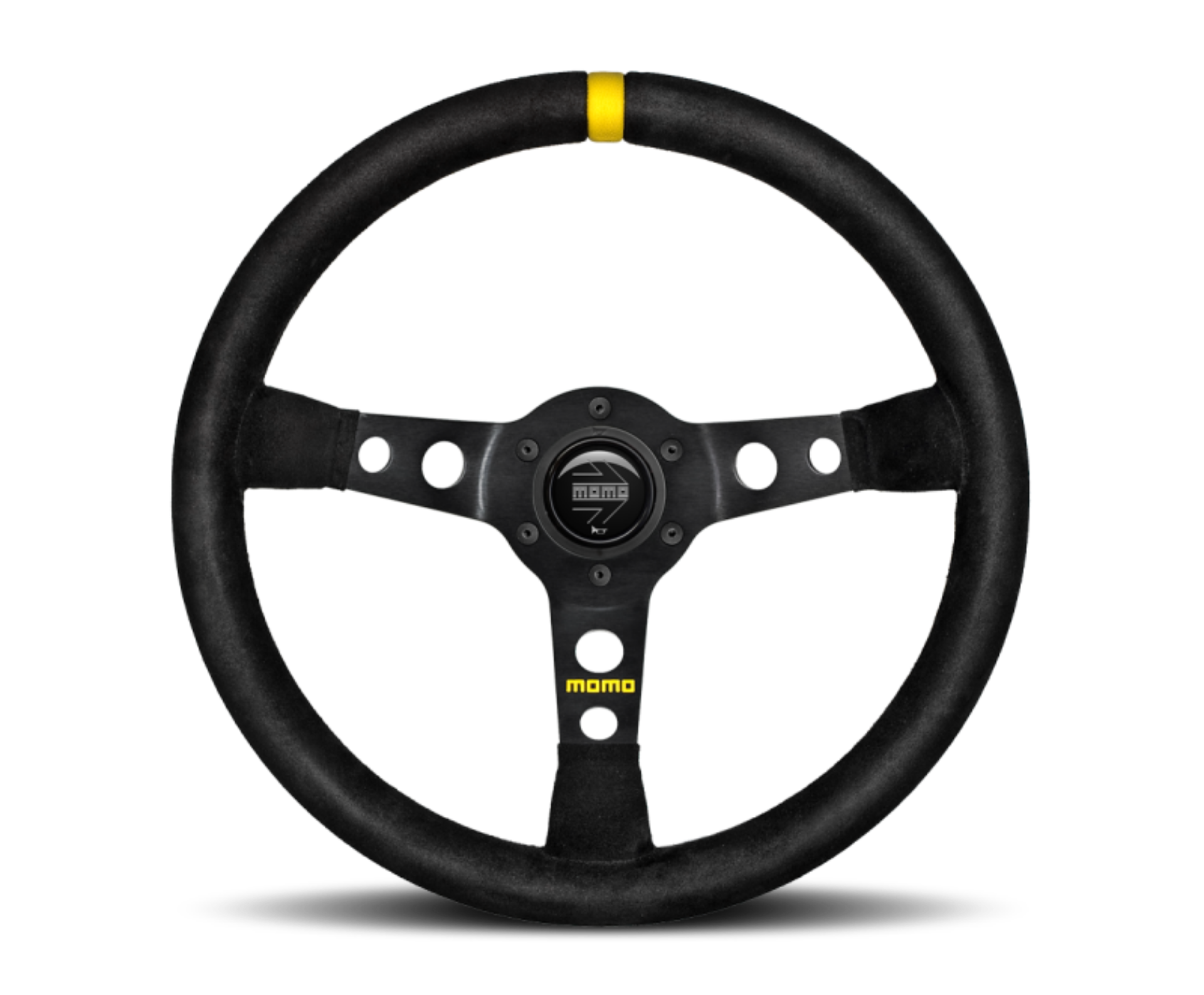 Picture of Momo MOD07 Steering Wheel 350 mm - Black Suede-Black Spokes-1 Stripe