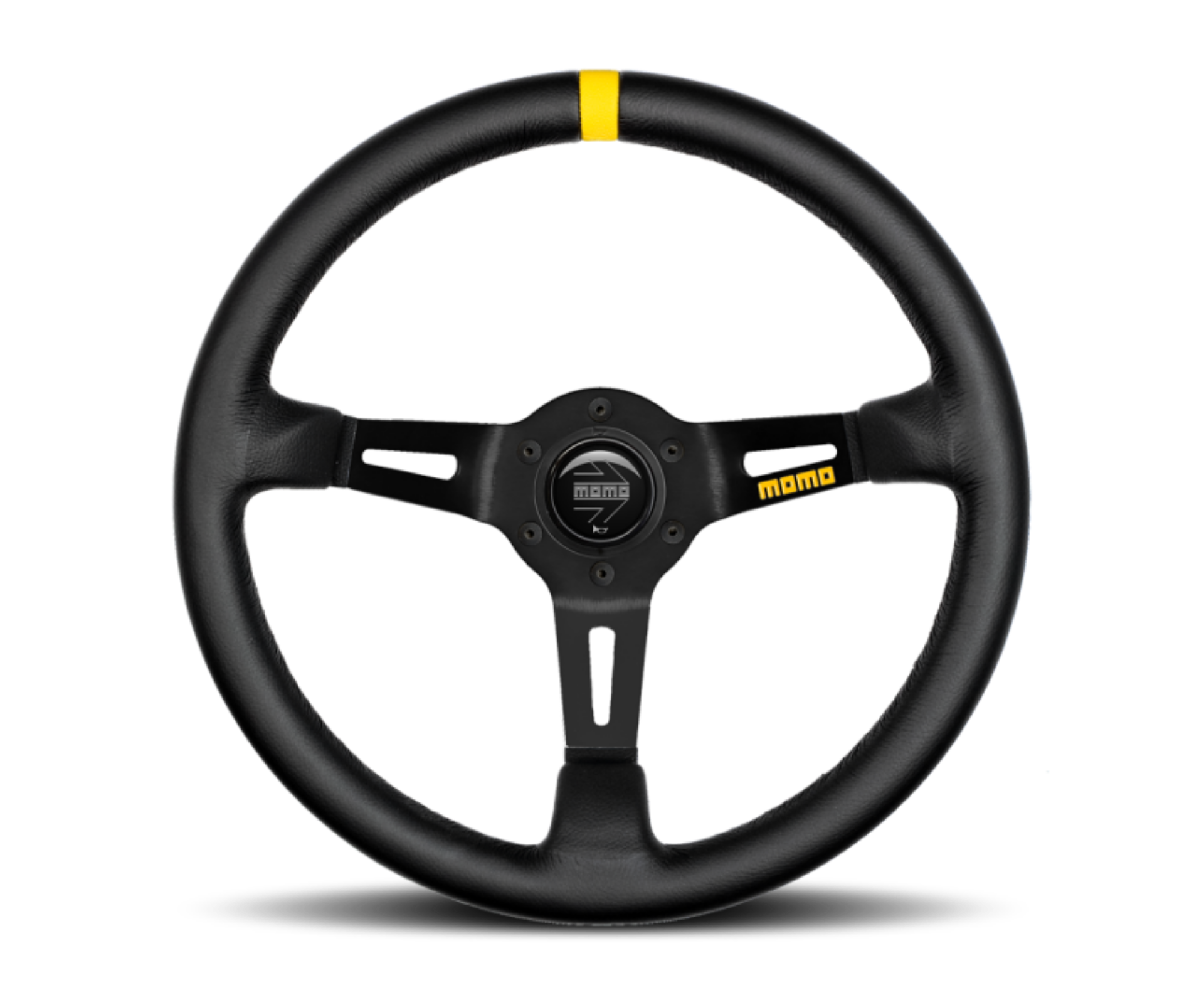 Picture of Momo MOD08 Steering Wheel 350 mm - Black Leather-Black Spokes-1 Stripe