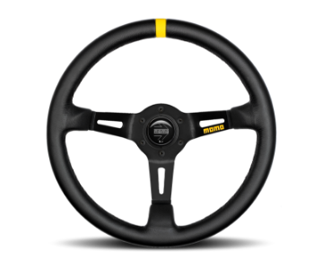 Picture of Momo MOD08 Steering Wheel 350 mm -  Black Leather-Black Spokes-1 Stripe
