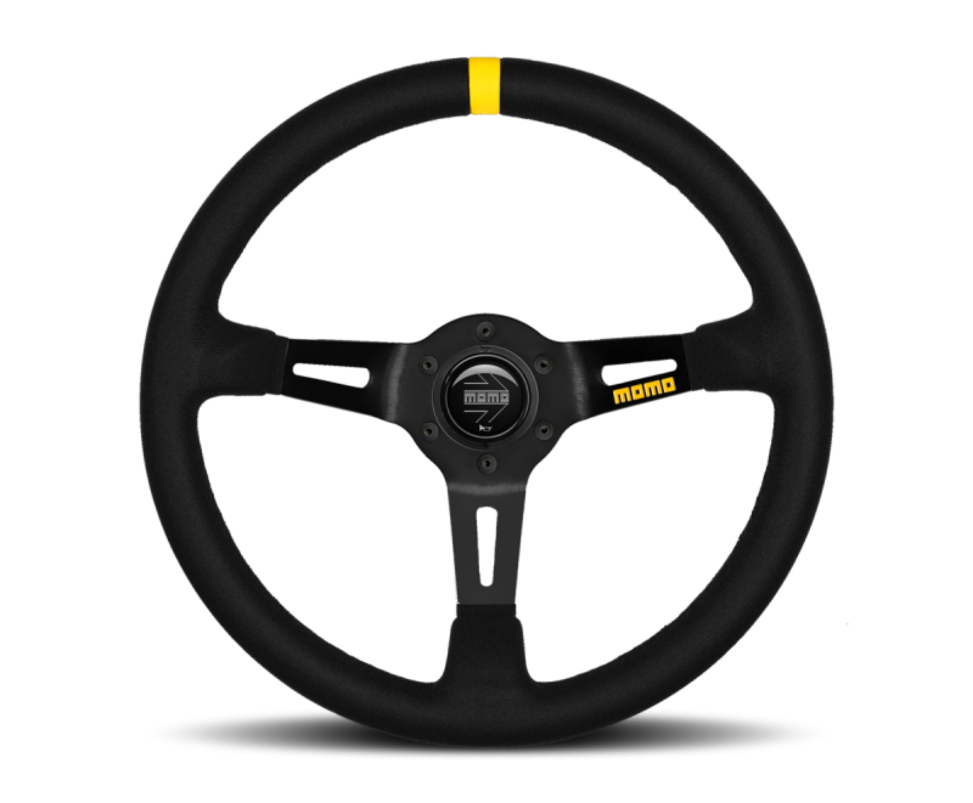 Picture of Momo MOD08 Steering Wheel 350 mm - Black Suede-Black Spokes-1 Stripe