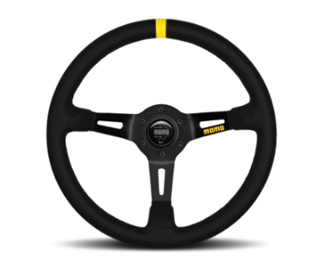 Picture of Momo MOD08 Steering Wheel 350 mm -  Black Suede-Black Spokes-1 Stripe
