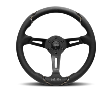 Picture of Momo Gotham Steering Wheel 350 mm - Black Leather-Black Spokes