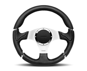 Picture of Momo Millenium Steering Wheel 350 mm - Black Leather-Black Stitch-Brushed Spokes