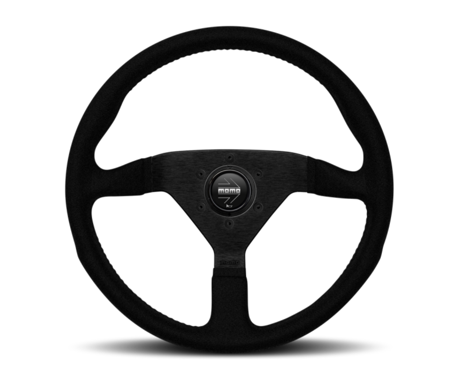 Picture of Momo Montecarlo Alcantara Steering Wheel 320 mm - Black-Black Stitch-Black Spokes