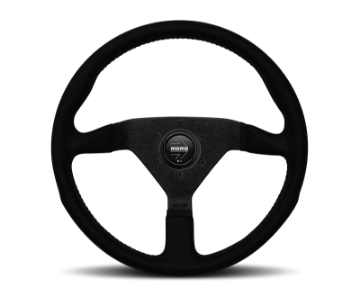 Picture of Momo Montecarlo Alcantara Steering Wheel 320 mm - Black-Black Stitch-Black Spokes