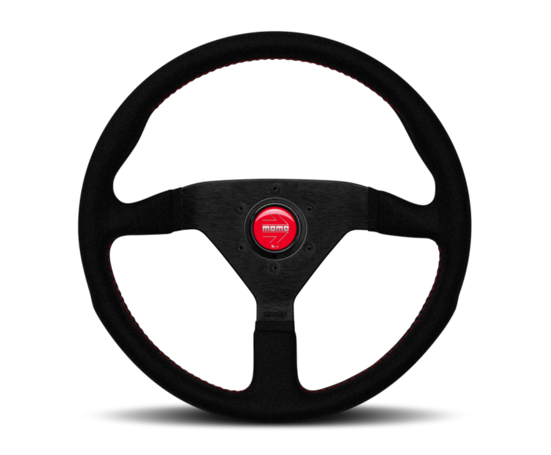 Picture of Momo Montecarlo Alcantara Steering Wheel 350 mm - Black-Red Stitch-Black Spokes