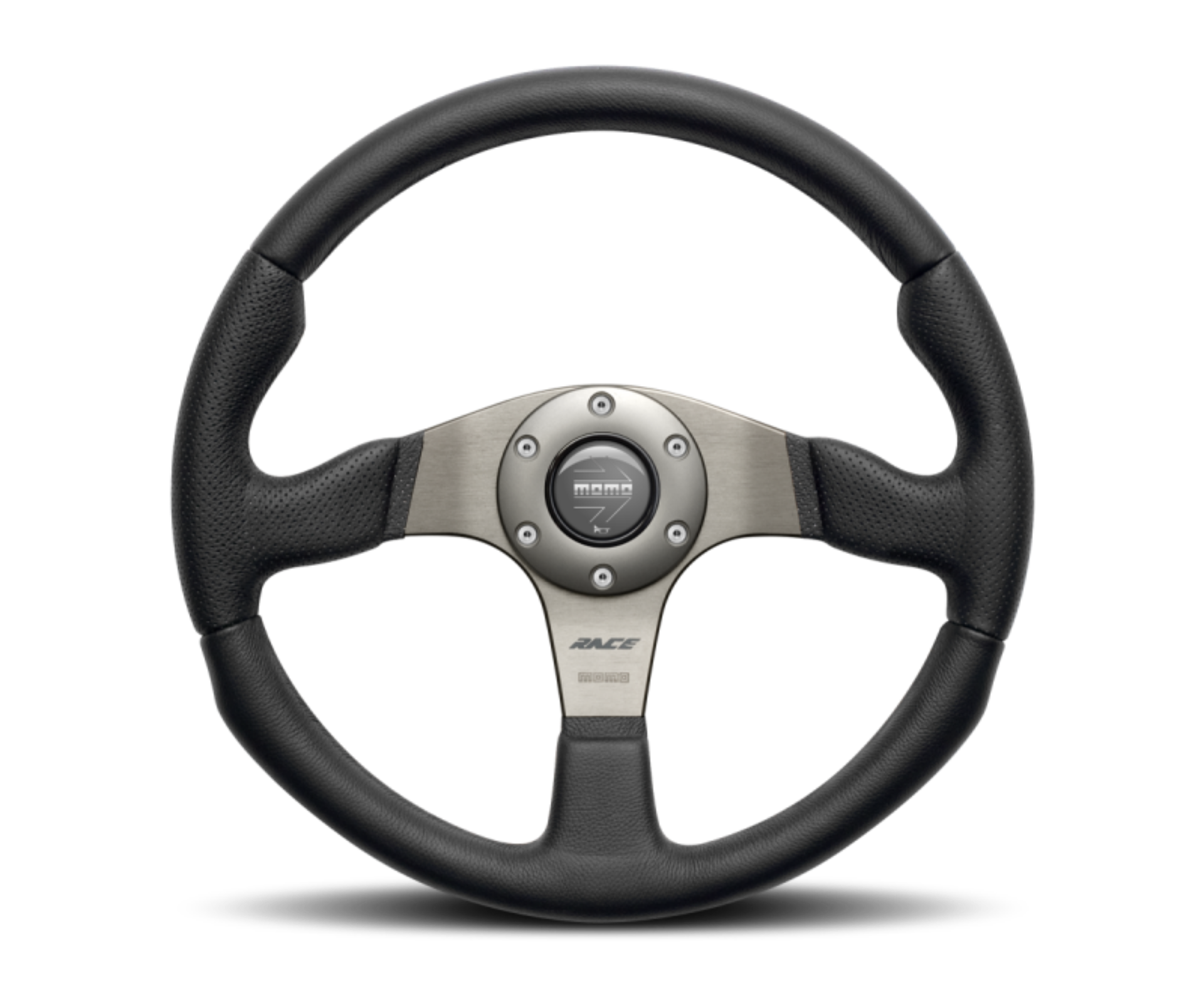 Picture of Momo Race Steering Wheel 350 mm - Black Leather-Anthracite Spokes