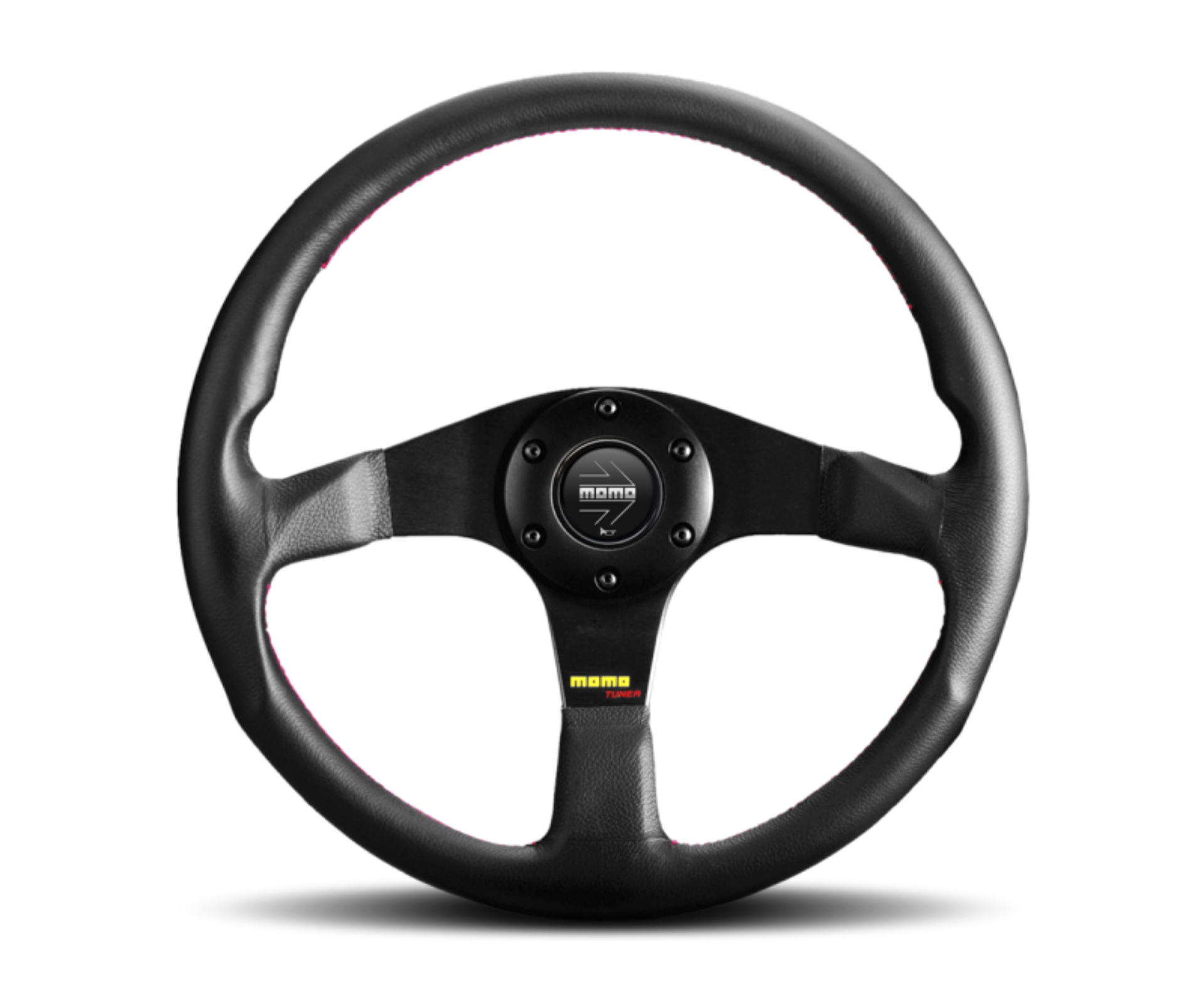 Picture of Momo Tuner Steering Wheel 320 mm - Black Leather-Red Stitch-Black Spokes