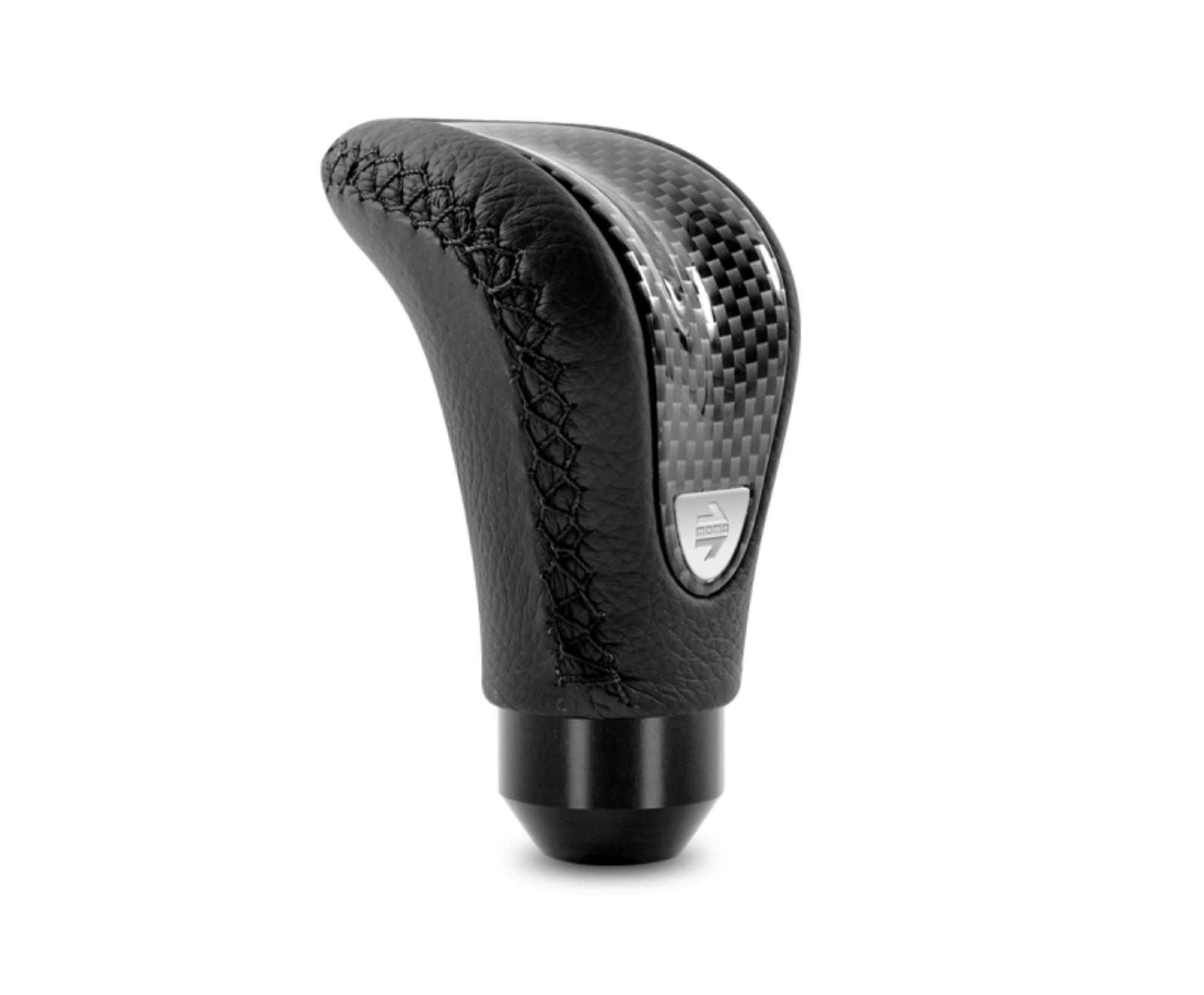 Picture of Momo Combat Evo Shift Knob - Black Leather, Carbon Effect Insert, Black Stitching