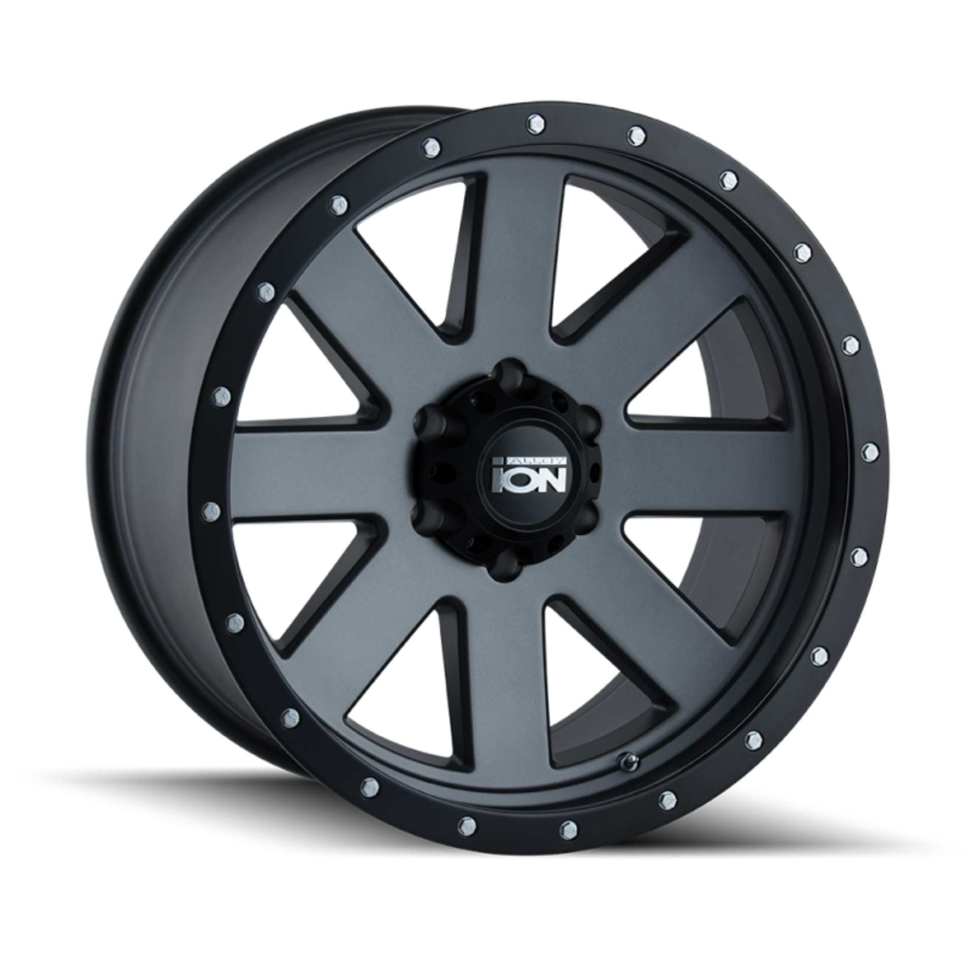 Picture of ION Type 134 18x9 - 8x165-1 BP - 18mm Offset - 130-8mm Hub Matte Gunmetal-Black Beadlock Wheel