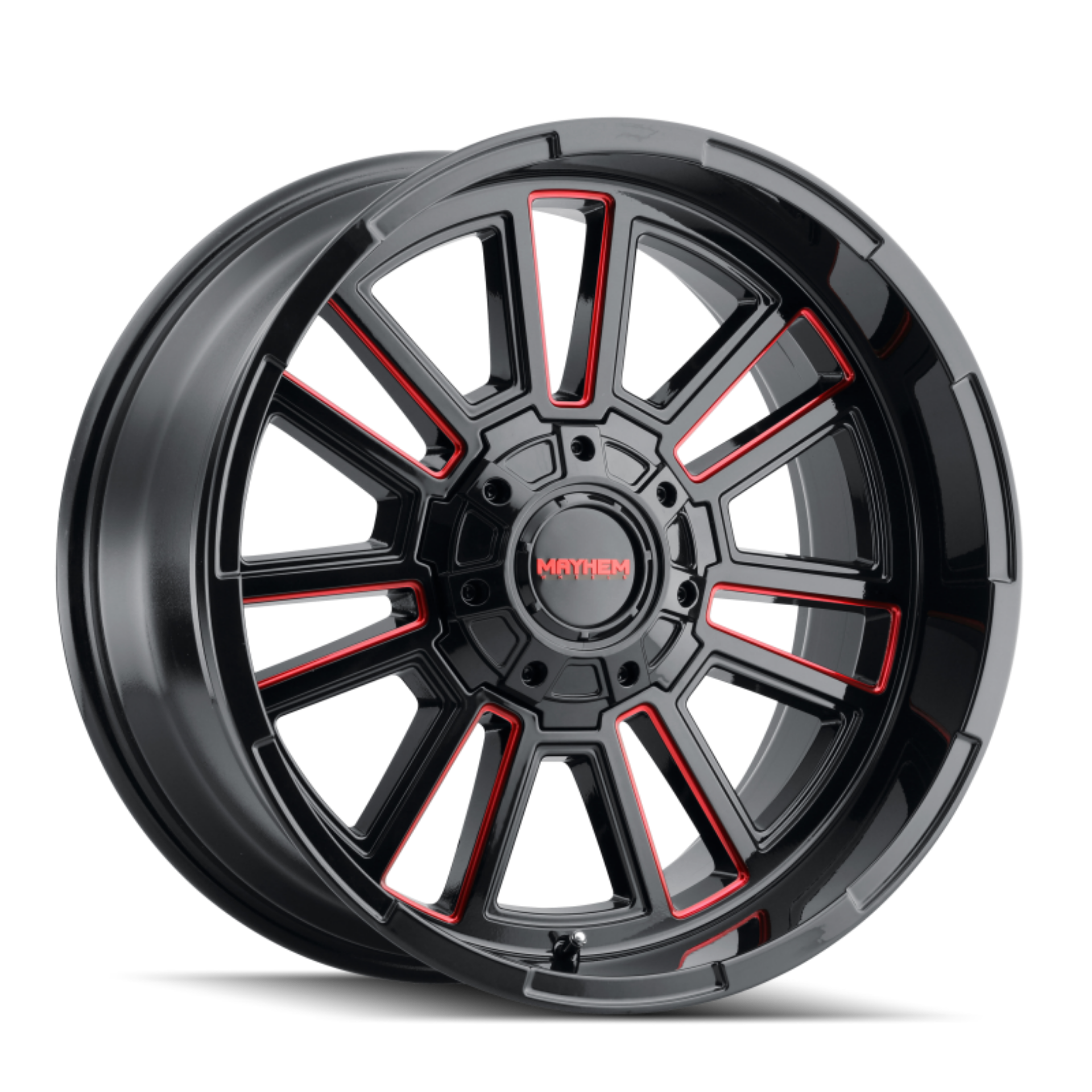 Picture of Mayhem 8115 Apollo 20x10 - 8x165-1 BP - -19mm Offset - 125-2mm Hub Black w- Prism Red Wheel