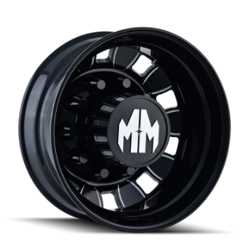 Picture of Mayhem 8180 BigRig 22-5x8-25-10x285-75 BP-169mm Offset-220-1mm Hub Rear Black w- Milled Spokes Wheel