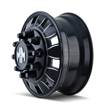 Picture of Mayhem 8180 BigRig 22x8-25 - 10x285-75 BP - 169mm Offset - 220-1mm Hub Front Blk-Milled Spokes Wheel