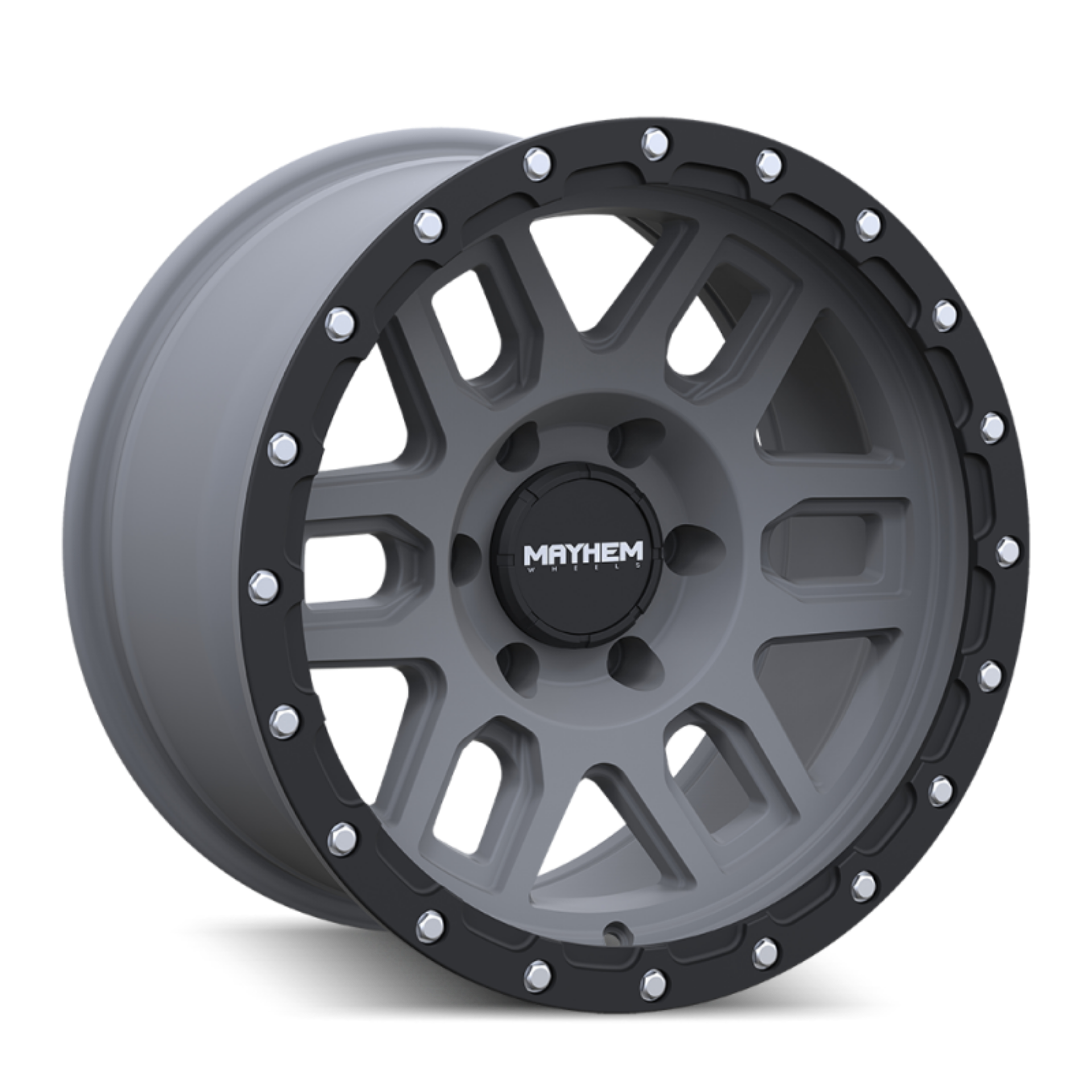 Picture of Mayhem 8304 Delta 20x9 - 5x139-7 BP - 0mm Offset - 108-1mm Hub Matte Gunmetal- Matte Black Lip Wheel