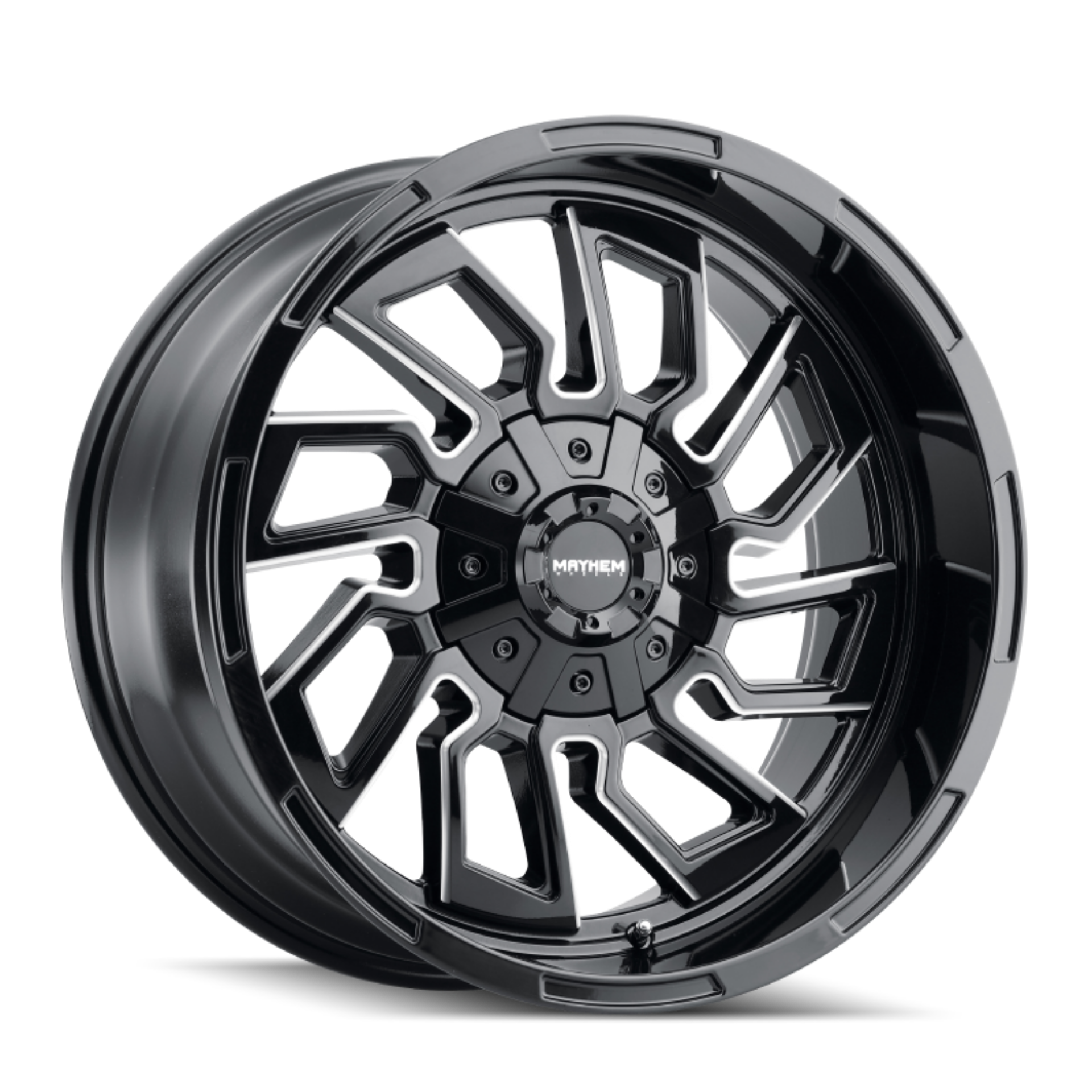 Picture of Mayhem 8111 Flywheel 22x10 - 8x180 BP - -19mm Offset - 124-1mm Hub Black w- Milled Spokes Wheel