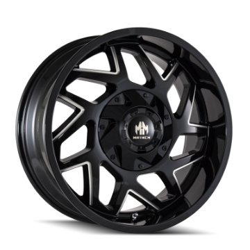 Picture of Mayhem 8106 Hatchet 20x9 - 8x165-1 BP - 0mm Offset - 130-8mm Hub Black w- Milled Spokes Wheel