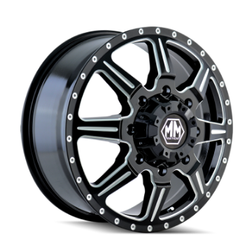 Picture of Mayhem 8101 Monstir 20x8-25 - 8x165-1 BP - 127mm Offset - 116-7mm Hub Front Blk- Milled Spokes Wheel