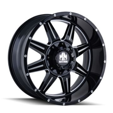 Picture of Mayhem 8100 Monstir 17x9 - 8x165-1 BP - -12mm Offset - 130-8mm Hub Black w- Milled Spokes Wheel