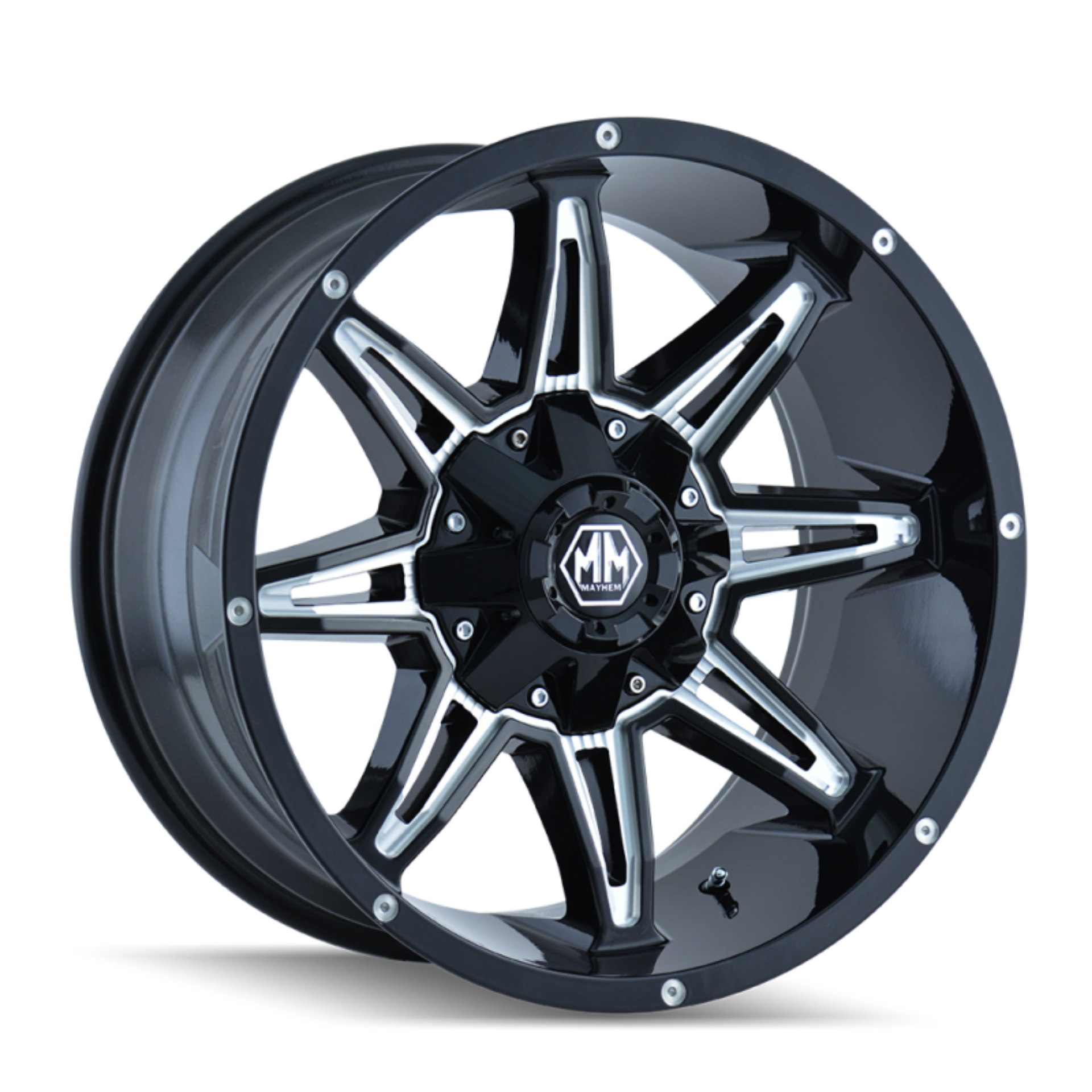 Picture of Mayhem 8090 Rampage 20x9 - 6x135 BP - 11mm Offset - 106mm Hub Black w- Milled Spokes Wheel