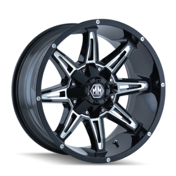 Picture of Mayhem 8090 Rampage 17x9 - 5x127 BP - 18mm Offset - 87mm Hub Black w- Milled Spokes Wheel