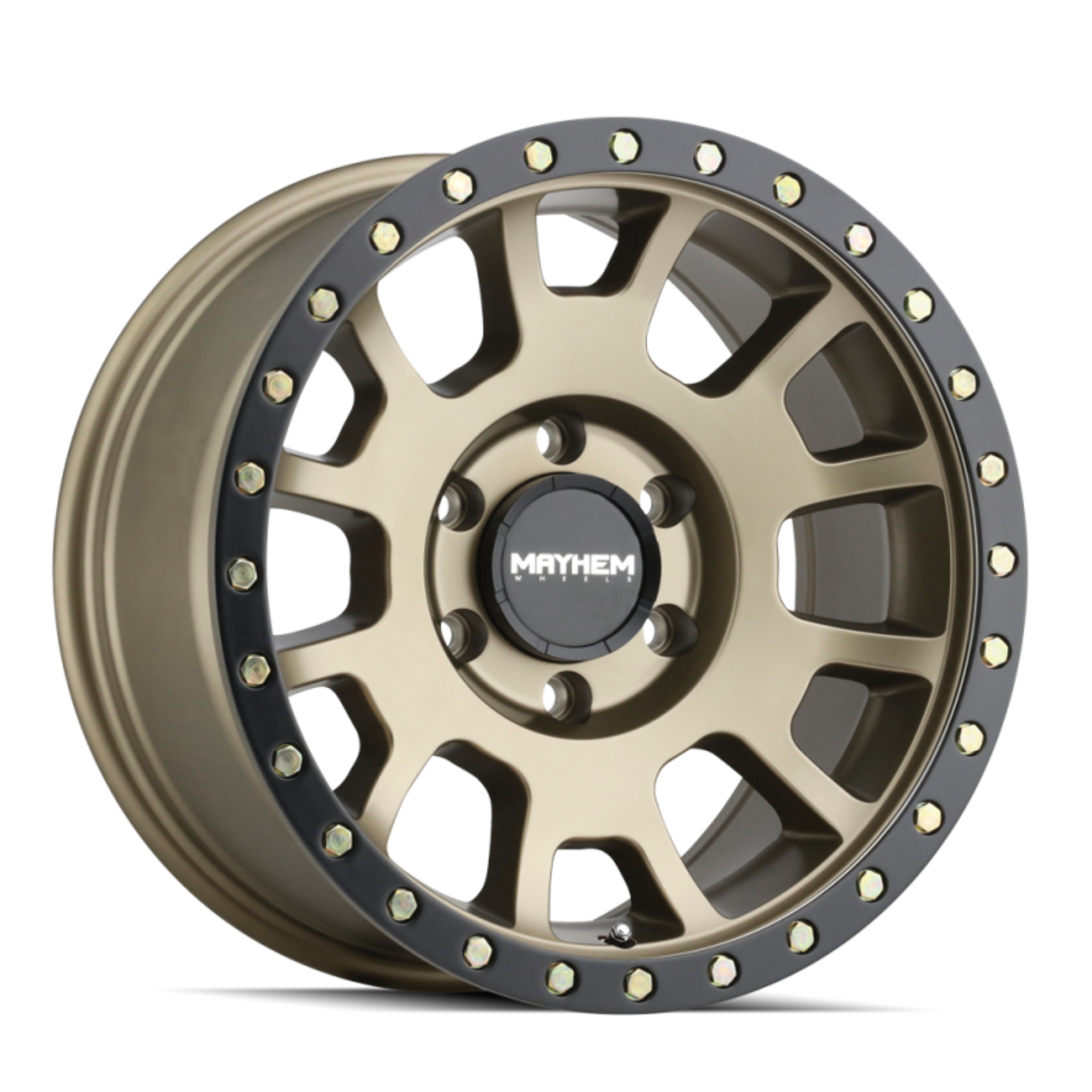 Picture of Mayhem 8302 Scout 17x8-5 - 6x139-7 BP - 0mm Offset - 106mm Hub Matte Gold w- Matte Black Lip Wheel