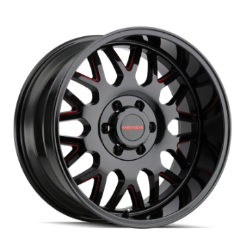 Picture of Mayhem 8110 Tripwire 20x9 - 8x165-1 BP - 18mm Offset - 130-8mm Hub Black w- Prism Red Wheel