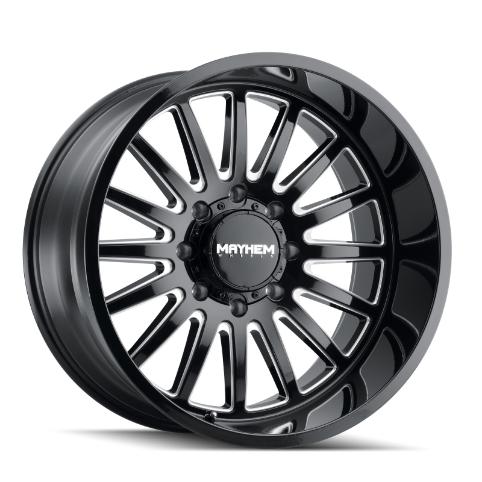 Picture of Mayhem 8114 Utopia 22x12 - 8x165-1 BP - -44mm Offset - 125-2mm Hub Black w- Milled Spokes Wheel
