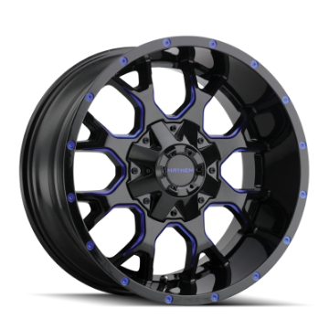 Picture of Mayhem 8015 Warrior 18x9 - 8x165-1 BP - 18mm Offset - 130-8mm Hub Black w- Prism Blue Wheel