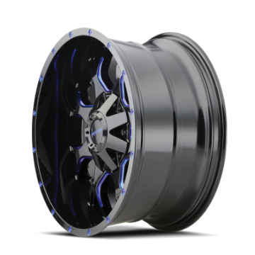 Picture of Mayhem 8015 Warrior 18x9 - 8x165-1 BP - 18mm Offset - 130-8mm Hub Black w- Prism Blue Wheel