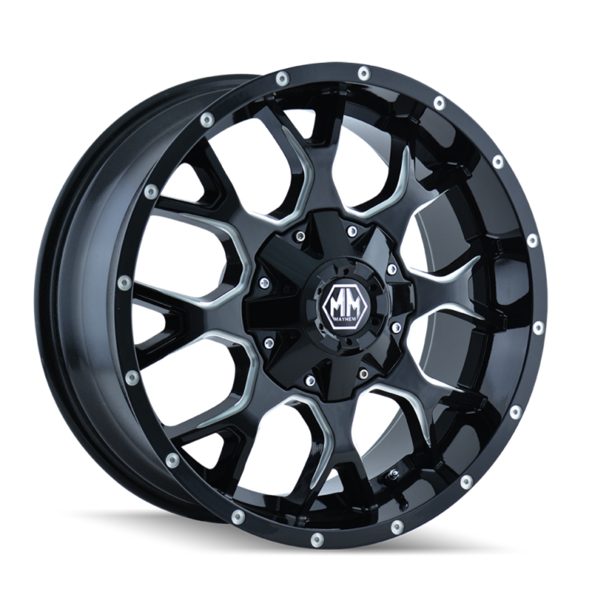 Picture of Mayhem 8015 Warrior 17x9 - 5x127 BP - -12mm Offset - 87mm Hub Black w- Milled Spokes Wheel