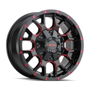 Picture of Mayhem 8015 Warrior 20x9 - 8x180 BP - 0mm Offset - 124-1mm Hub Black w- Prism Red Wheel