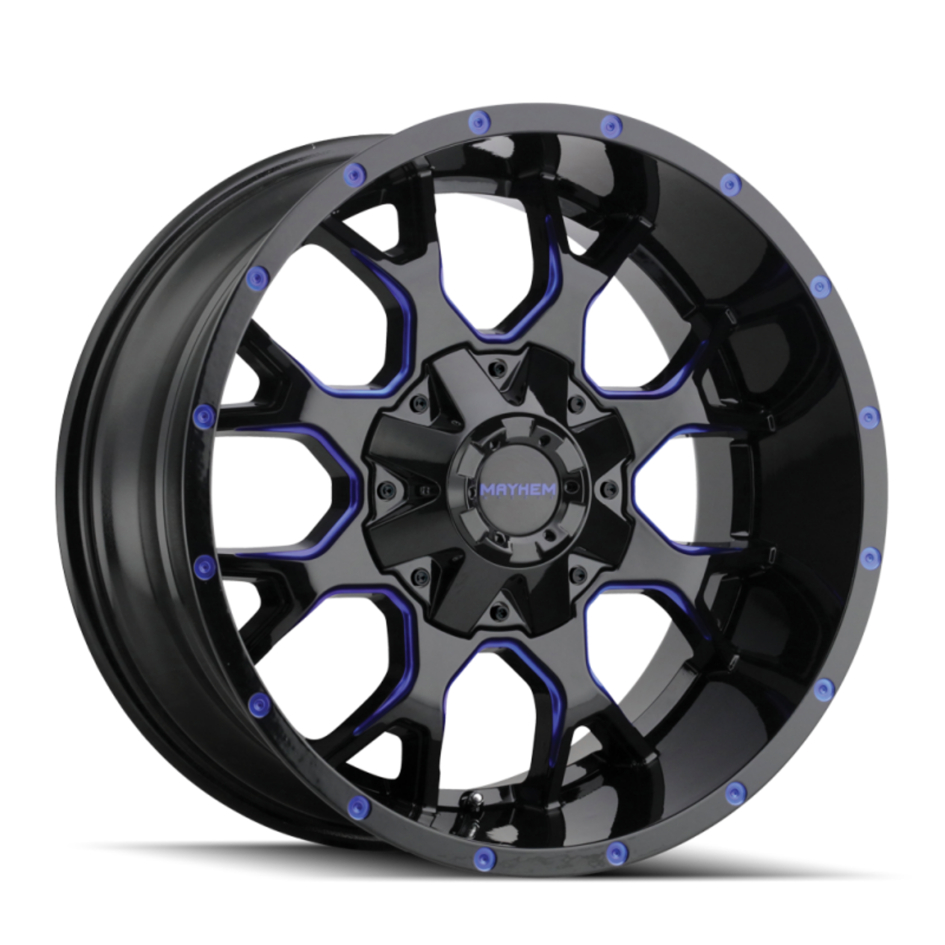 Picture of Mayhem 8015 Warrior 18x9 - 5x127 BP - -12mm Offset - 87mm Hub Black w- Prism Blue Wheel