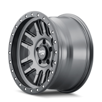 Picture of Dirty Life 9309 Canyon Pro 17x9-5x127 BP--12mm Offset-71-5mm Hub Satin Graphite Wheel - Beadlock