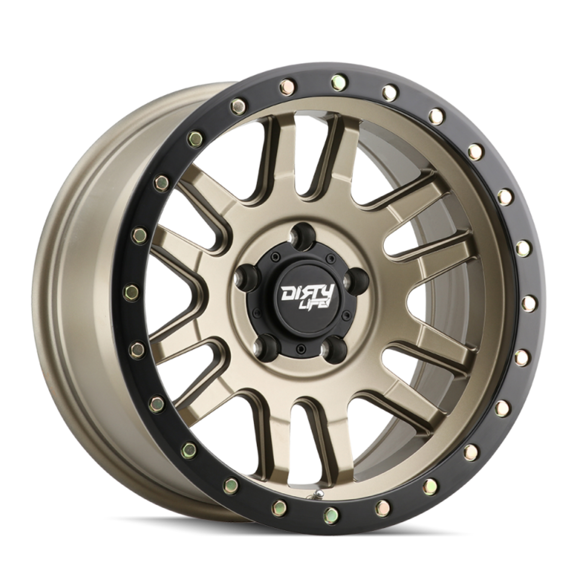 Picture of Dirty Life 9309 Canyon Pro 17x9-5x127 BP--12mm Offset-71-5mm Hub Satin Gold Wheel - Beadlock