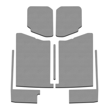 Picture of DEI 20-22 Jeep Gladiator JT 4-Door Boom Mat Complete Headliner Kit - 7 Piece - Gray Leather Look