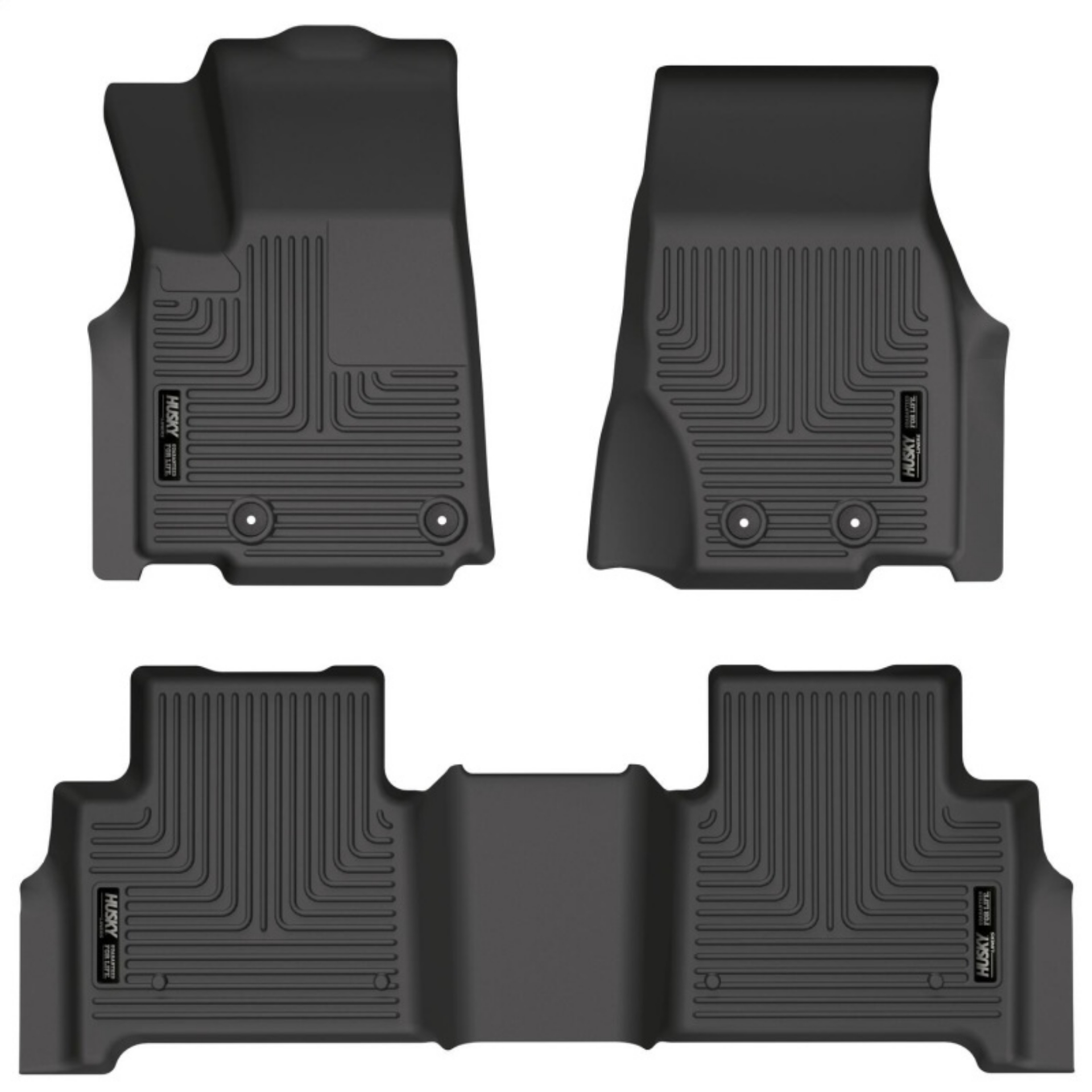 Picture of Husky Liners 2022 Jeep Grand Cherokee New Style Weatherbeater Black Front & 2nd Seat Floor Liner