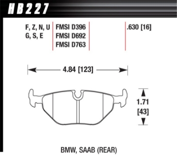 Picture of Hawk 92-95 BMW 318i 1-8L Base Sedan Rear ER-1 Brake Pads