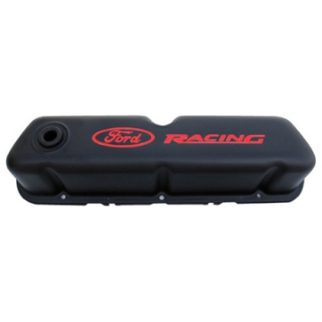 Picture of Ford Racing Logo Stamped Steel Black Satin Valve Covers Black Crinkle